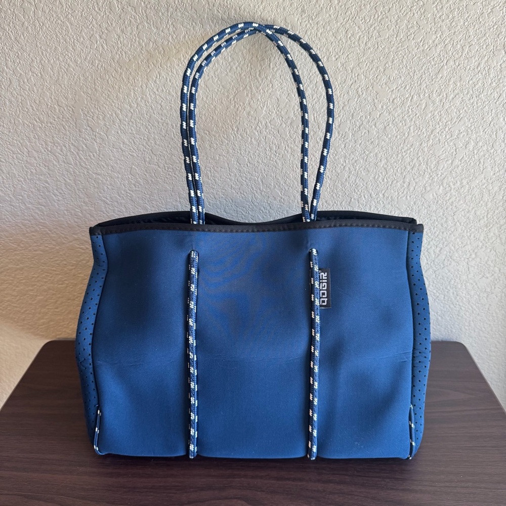 Qogir Blue Neoprene‎ Tote Bag Large Beach Gym Travel Shoulder Bag Rope Handles